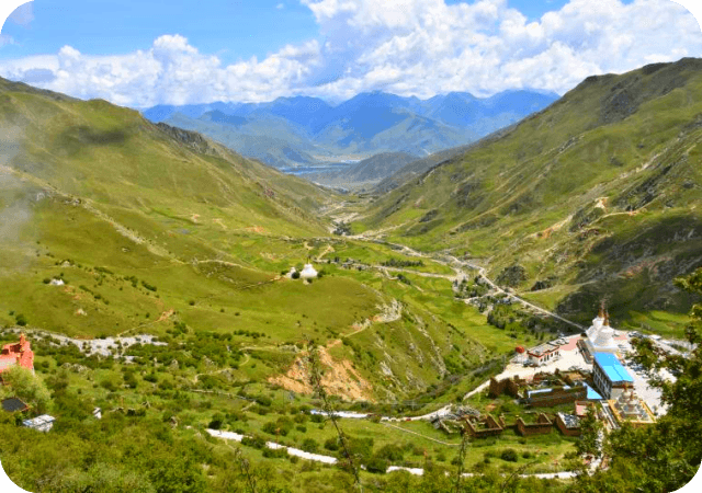 Standing in Drak Yerpa, overlooking the mountain valley ▏hi@tibet4fun.com